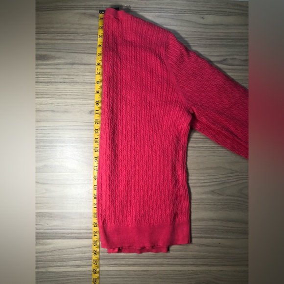 Talbots Cardigan 100% Pima Cotton Sweater Pink Cable Knit Button Front Womens XL - Picture 14 of 15